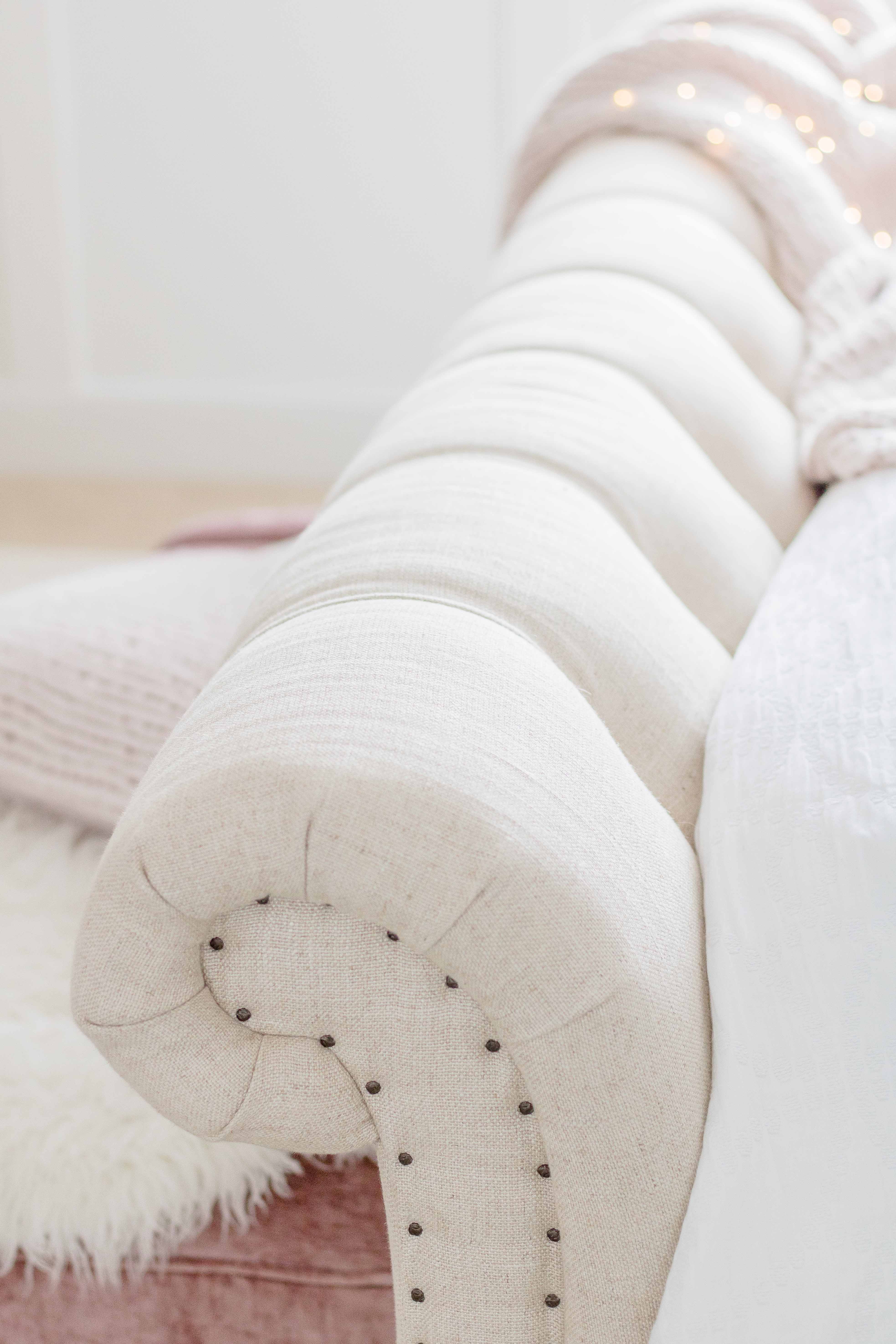 Close up of a bed footboard